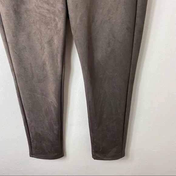 J. Jill Womens M Solid Brown Faux Suede Fitted Legging Pants - Picture 2 of 5